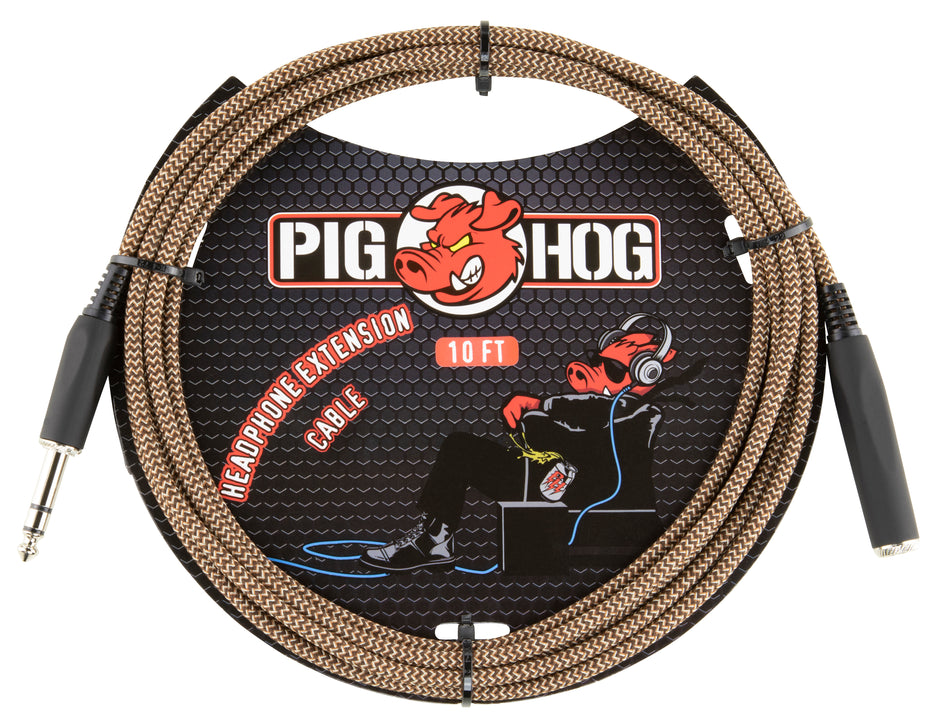 Pig Hog Solutions - 10ft Headphone Extension Cable, 1/4", Tuscan Brown