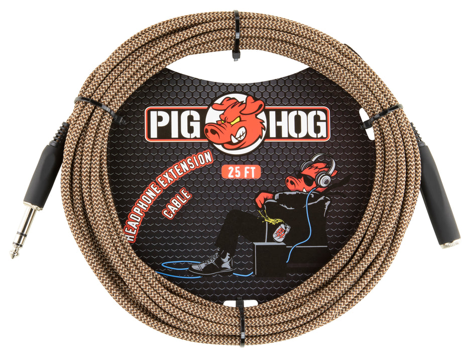 Pig Hog Solutions - 25ft Headphone Extension Cable, 1/4", Tuscan Brown