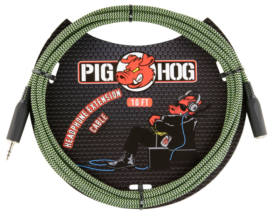 10ft Headphone Extension Cable, 3.5mm,"Jamaican Green"