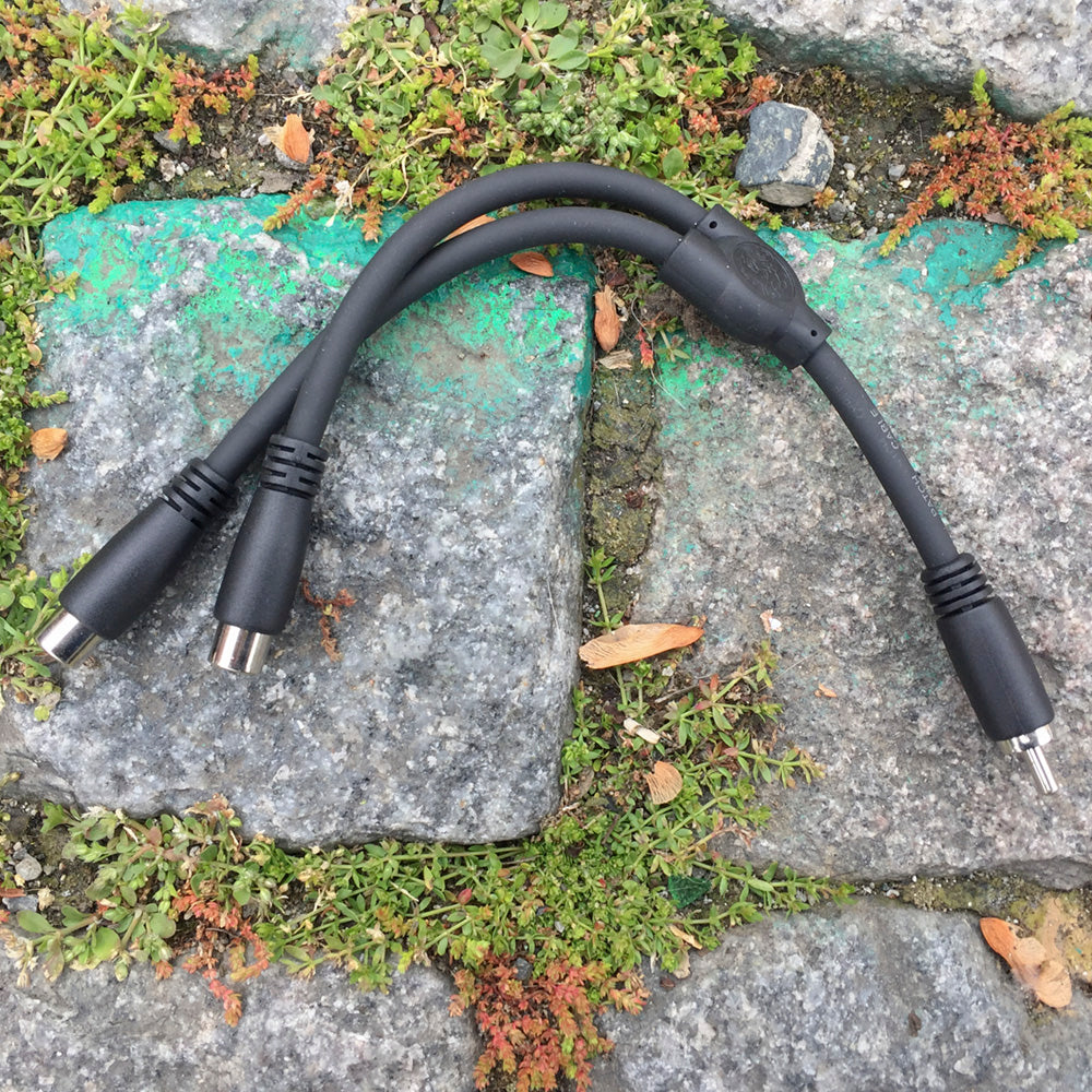 Pig Hog Solutions - 6" Y Cable, RCA(M)-Dual RCA(F)