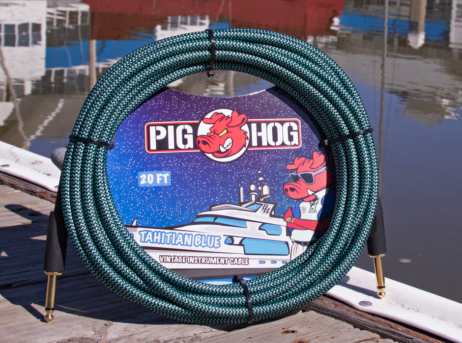 Pig Hog "Tahitian Blue" Instrument Cable, 20ft Right Angle