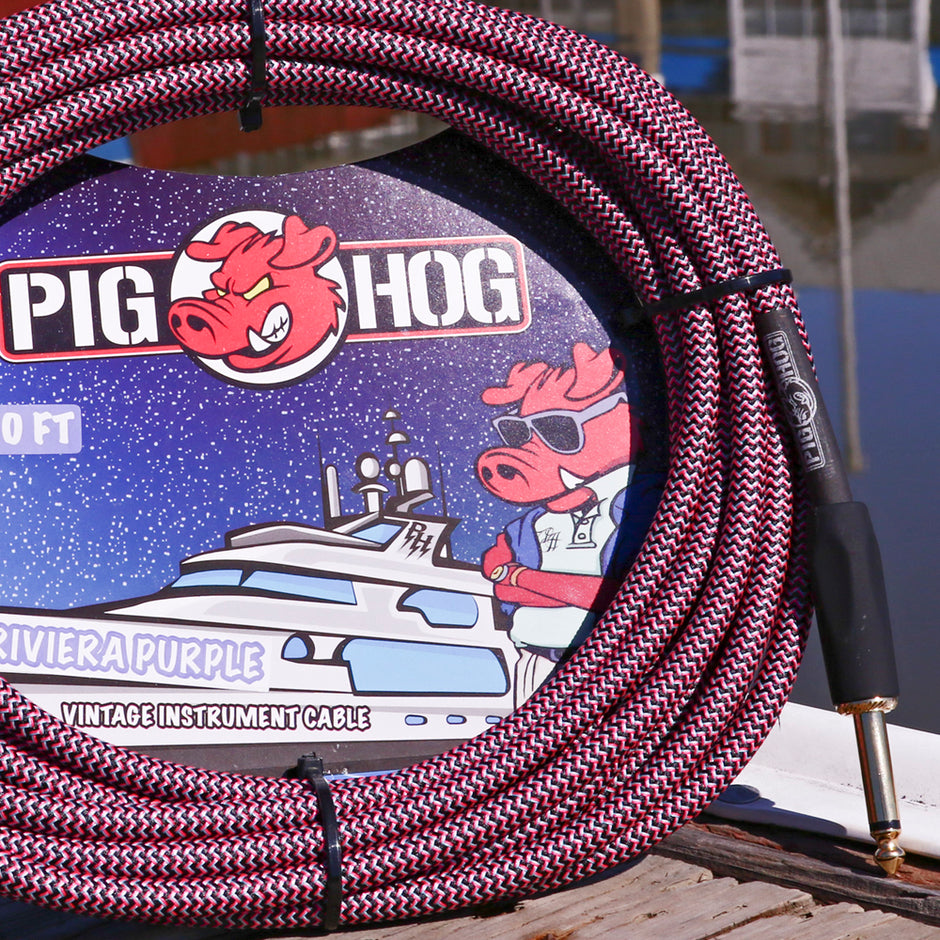 Pig Hog "Riviera Purple" Instrument Cable, 10ft Right Angle