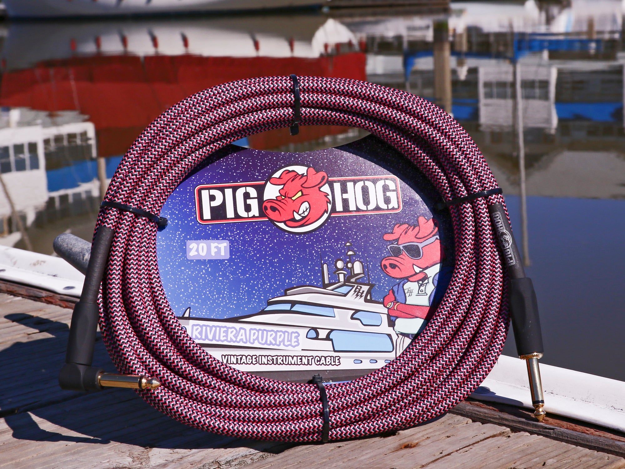 Pig Hog "Riviera Purple" Instrument Cable, 10ft Right Angle