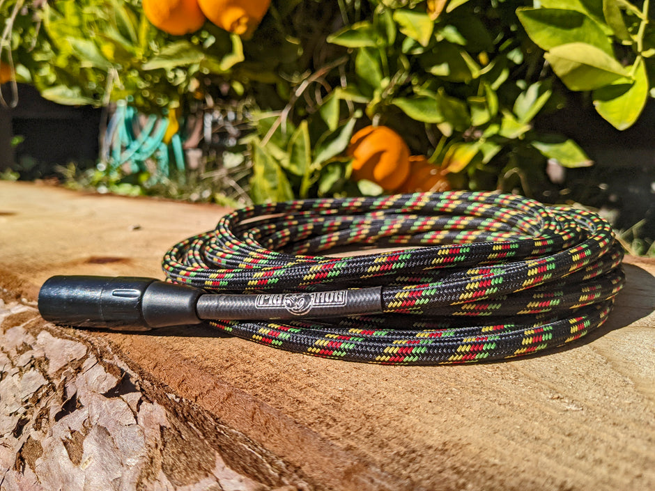 Pig Hog "Rasta Stripes" Woven Mic Cable, 20ft XLR