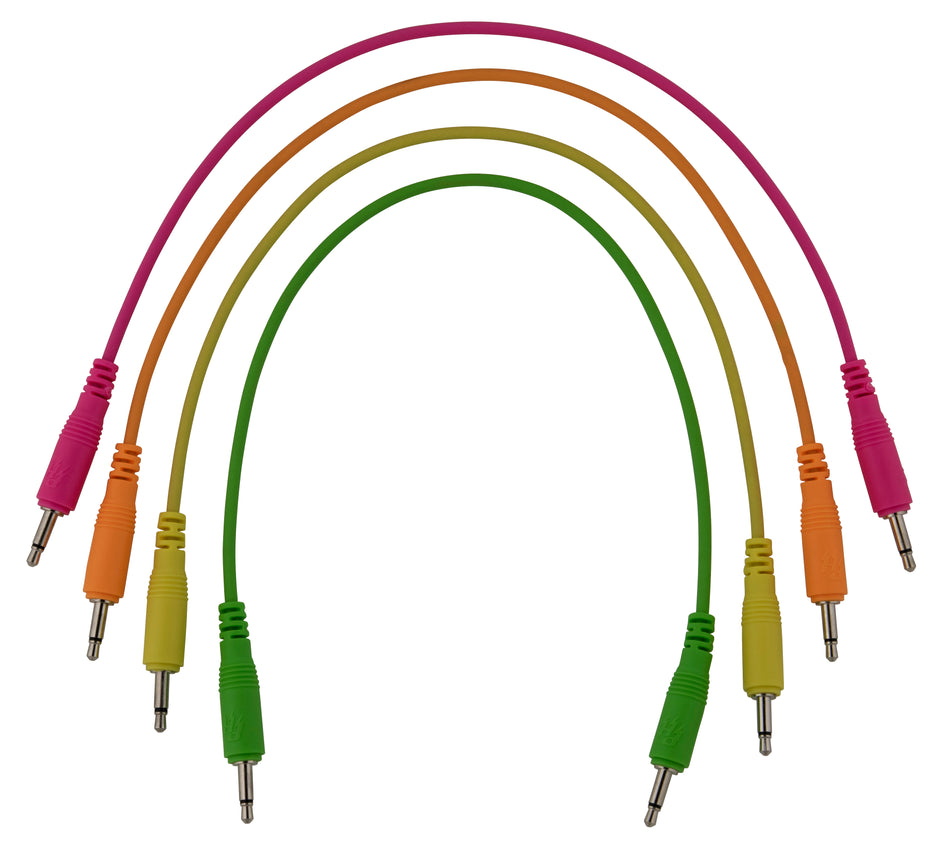4 pk 10" mono patch cables (Neon orange, neon green, neon yellow, neon pink)