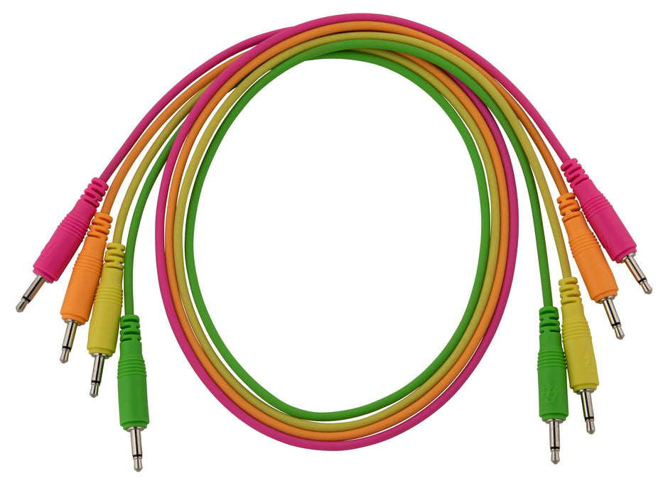 4 pk 24" mono patch cables (Neon orange, neon green, neon yellow, neon pink)