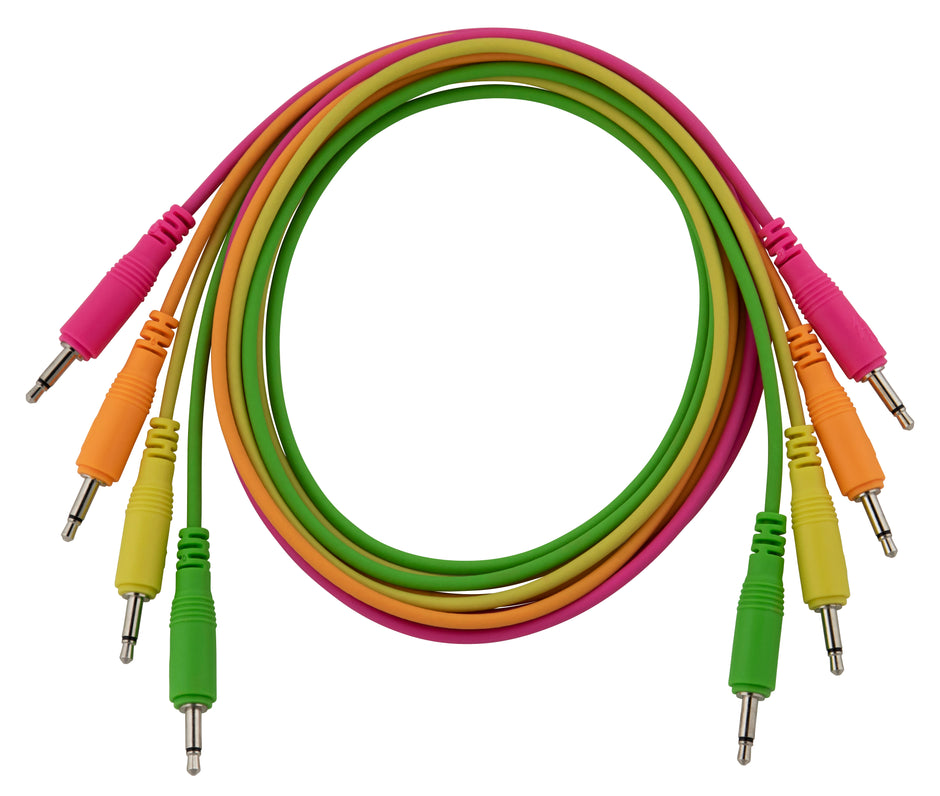 4 pk 36" mono patch cables (Neon orange, neon green, neon yellow, neon pink)