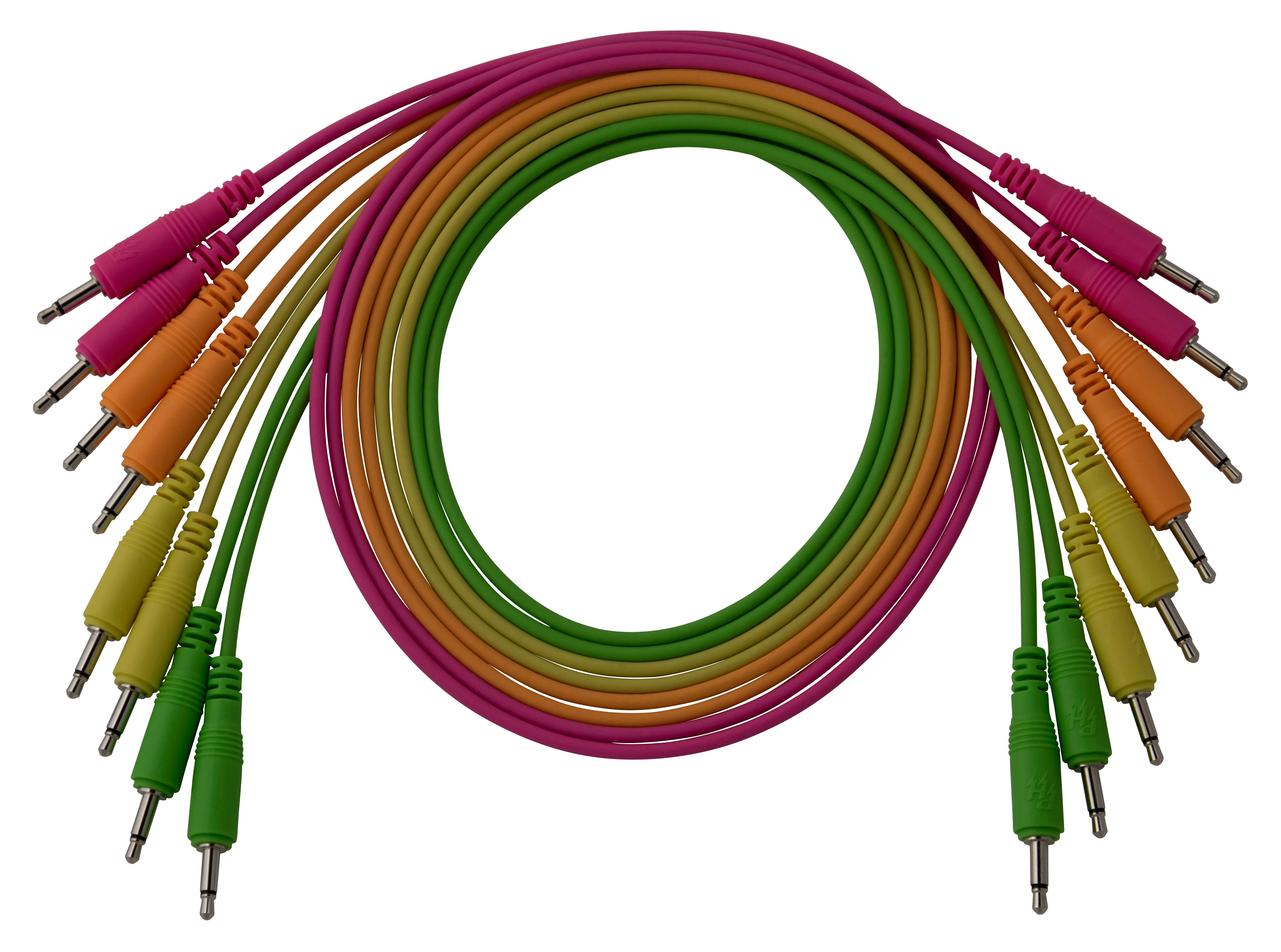 8 pk 24" mono patch cables (Neon orange, neon green, neon yellow, neon pink)