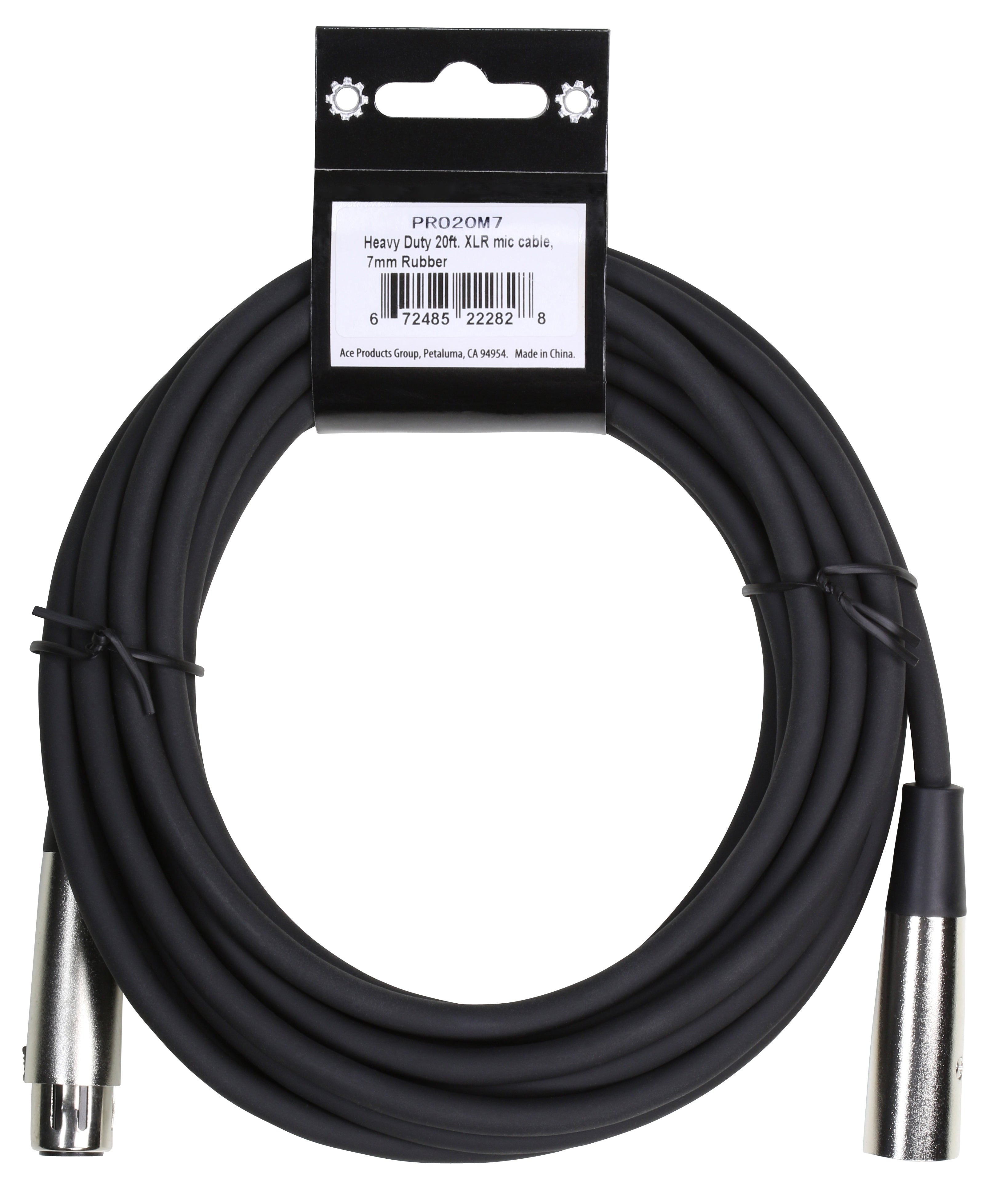 Heavy Duty 20ft. XLR mic cable, 7mm PVC - 2 Pack