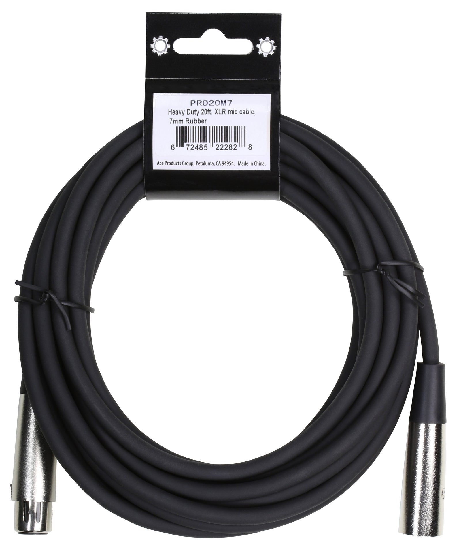 Heavy Duty 20ft. XLR mic cable, 7mm PVC - 2 Pack