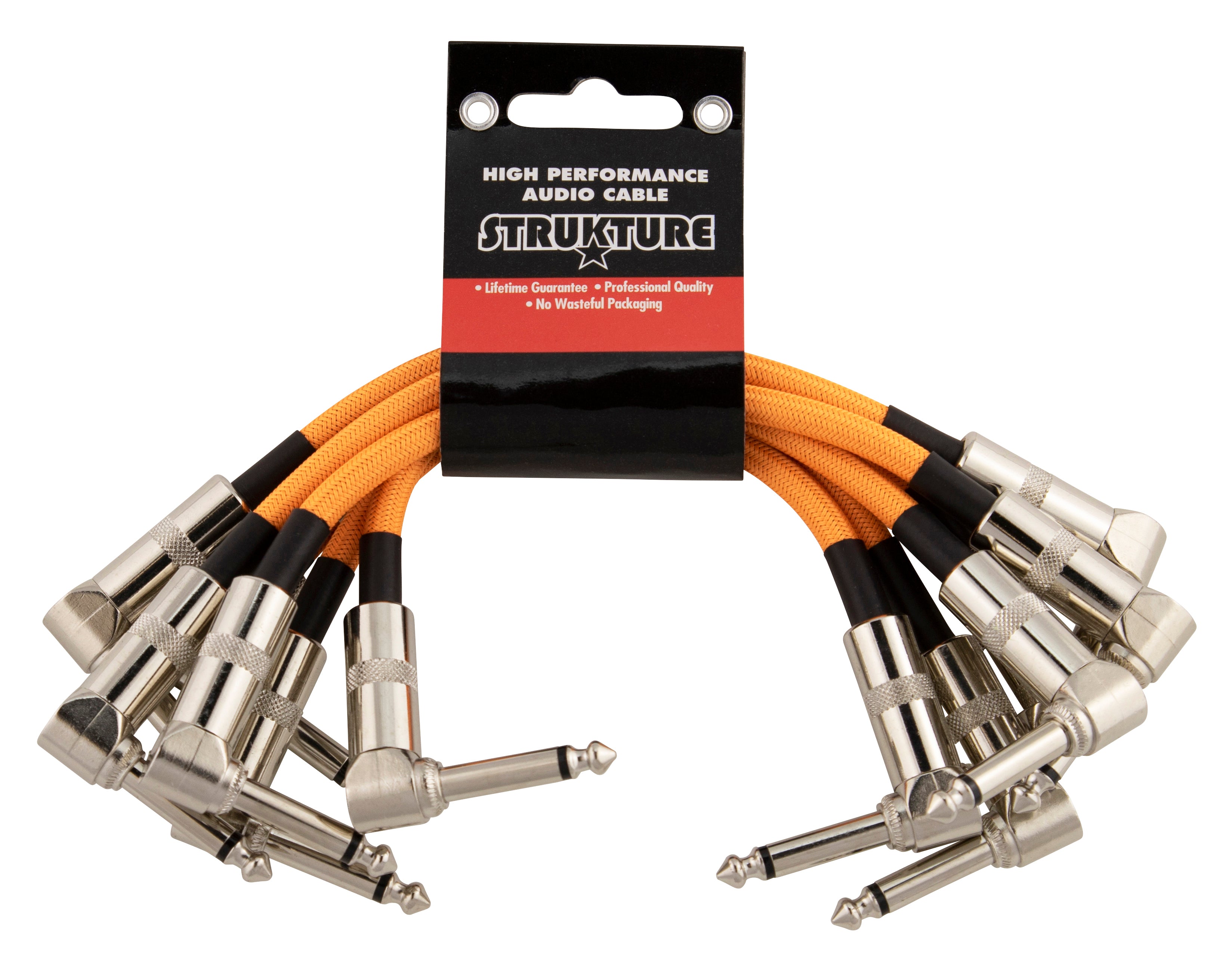 Strukture 6 inch Patch Cable 6pk, Neon Orange