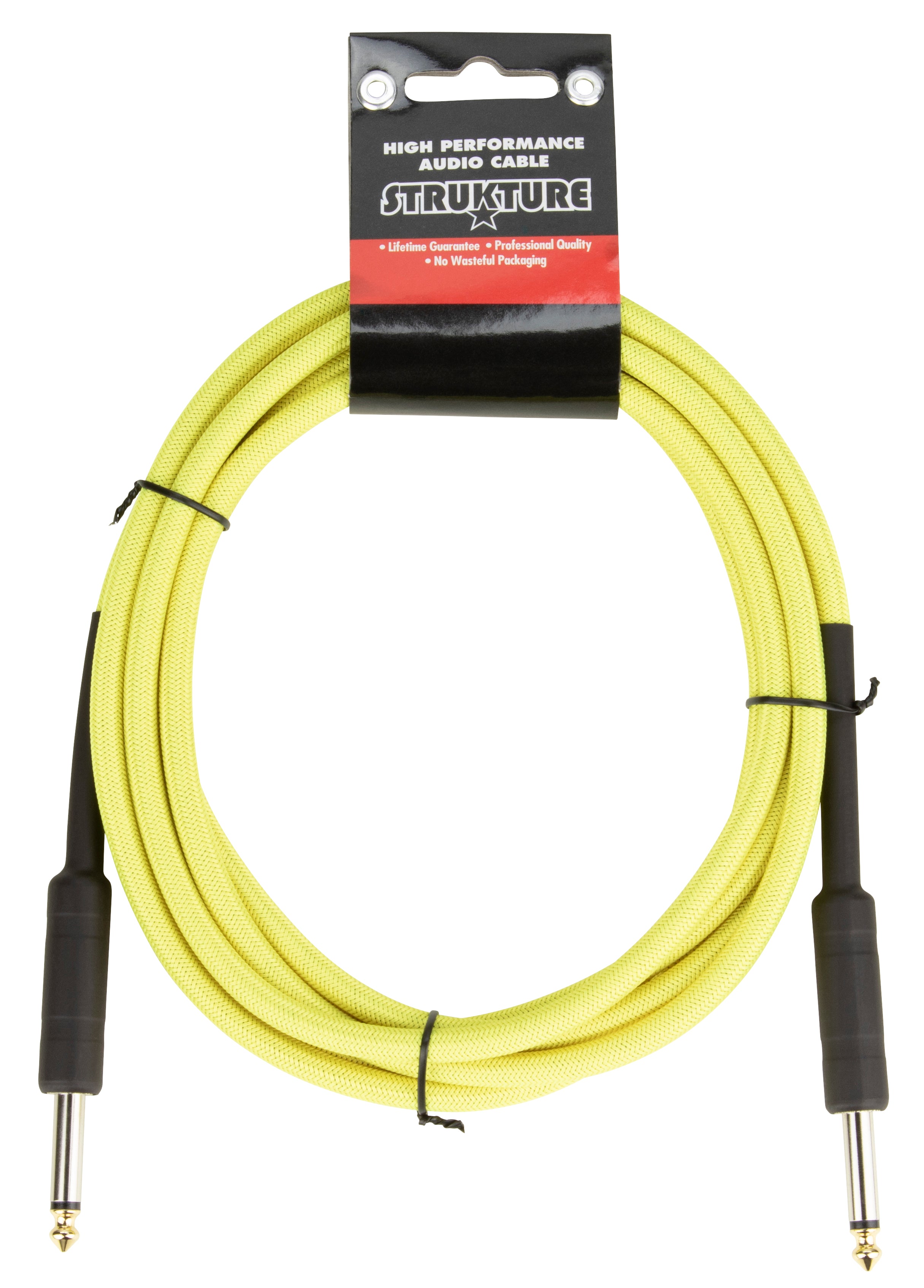 10ft Instrument Cable, 6mm Woven - Neon Yellow