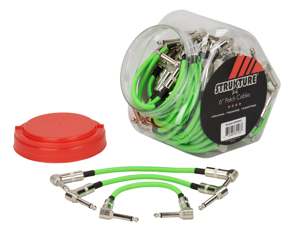 6” patch cable R angle, in 48pc. Candy Jar display, Neon Green