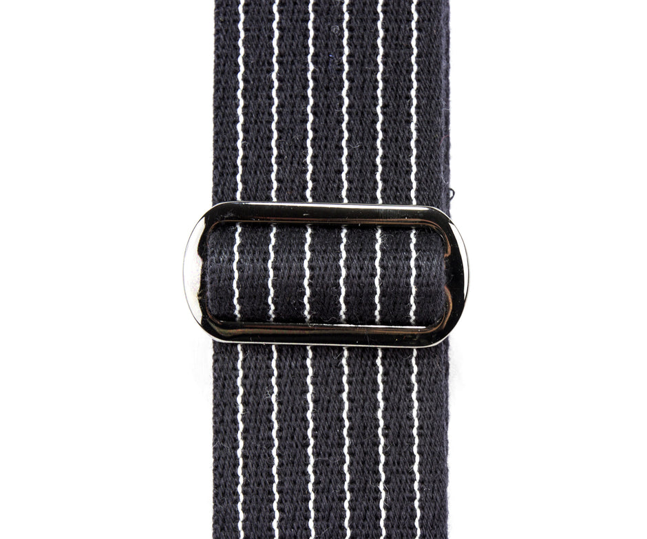 Merino Wool Guitar Strap, Black Pinstripe